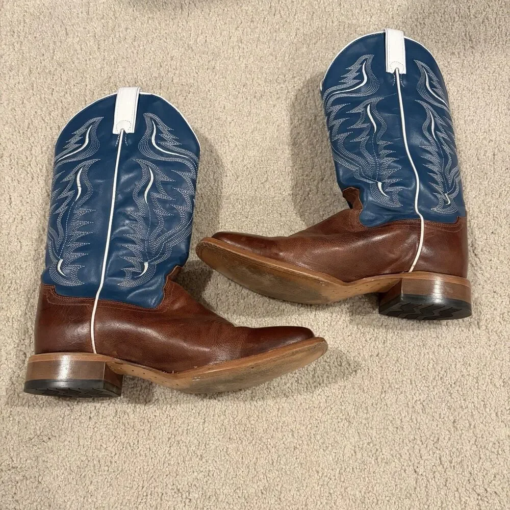 EUC Cody James Men's Walker Western Boots Blue brown leather Size 10.5EE Cowboy